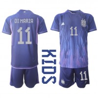 Camisa de time de futebol Argentina Angel Di Maria #11 Replicas 2º Equipamento Infantil Mundo 2022 Manga Curta (+ Calças curtas)